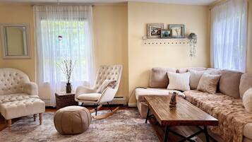 Smart TV, chimenea, libros