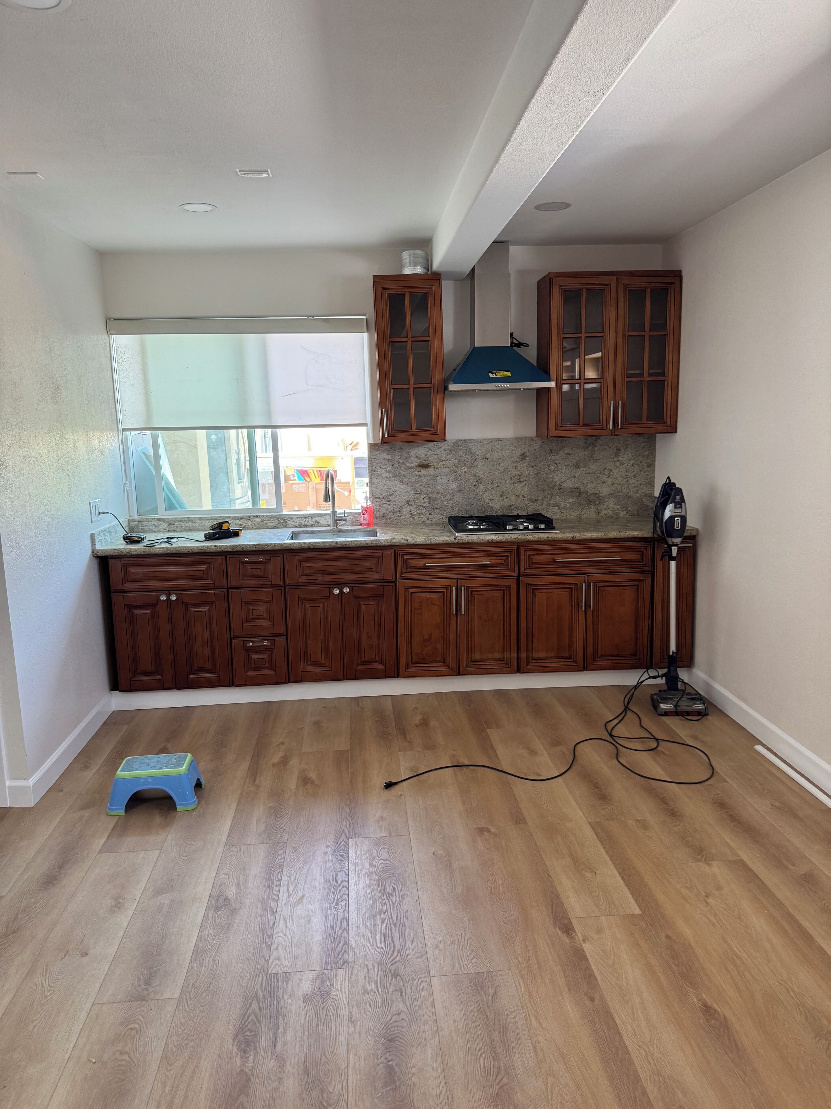 Fridge, microwave, dining tables