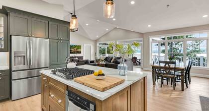 Elegant lakefront home near Bar Harbor & Acadia with modern kitchen, lake views