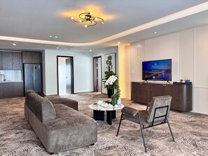 Presidential Double Room, Ocean View | Living area | Flat-screen TV