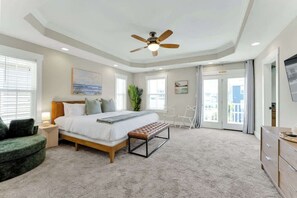 4 bedrooms, desk, iron/ironing board, travel cot