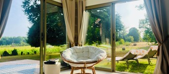 Gite Sous Le Tilleul swimming pool. Pets welcome!