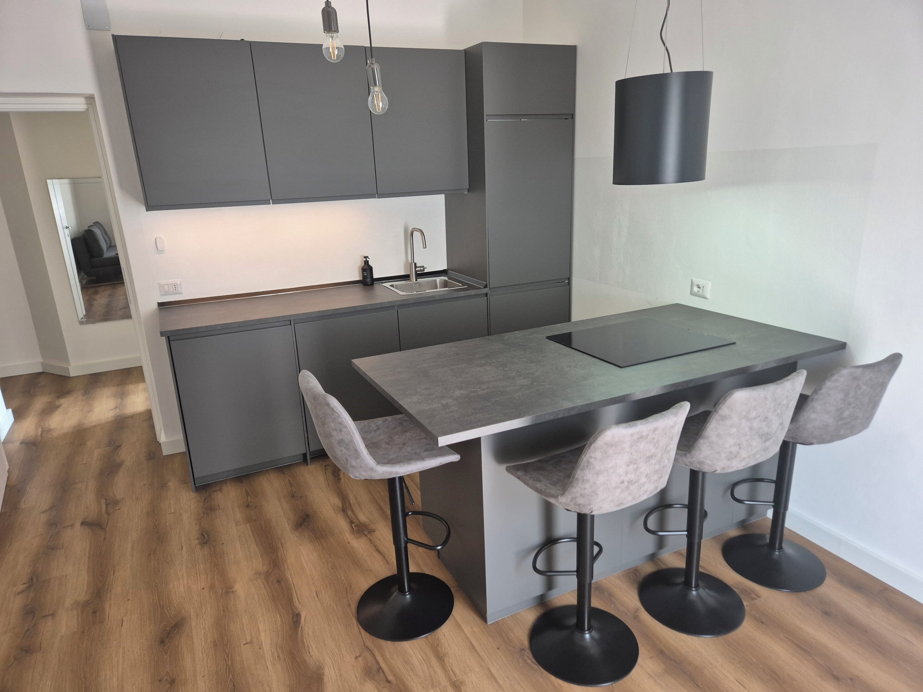 Lägenhet Deluxe - balkong | Eget kök | Stort kylskåp, spishäll och grytor/köksredskap