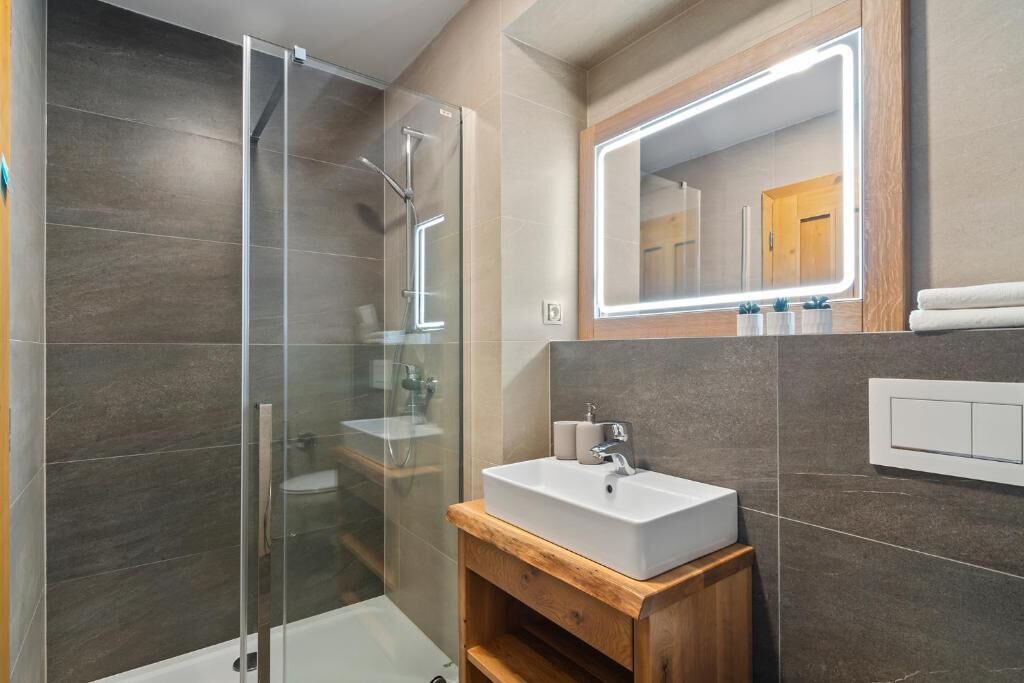 Family Apartment, 1 Queen Bed with Sofa bed | Bathroom | Hair dryer, bidet, towels, soap