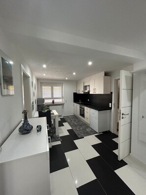 Fridge, microwave, oven, dishwasher