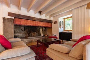 Televisión y chimenea 