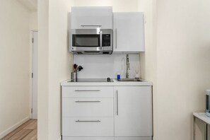 Fridge, microwave, stovetop, coffee/tea maker - Condado | Modern Urban Studio | Couple's Retreat (San Juan)