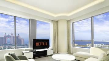 Departamento, vista al mar | Área de sala de estar