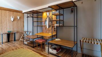 In-room safe, desk, laptop workspace, blackout curtains