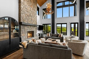 TV, fireplace