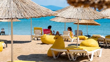 Private beach nearby, sun-loungers, beach umbrellas