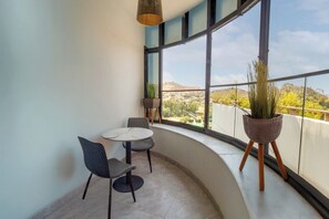 Suite with one bedroom, living room, and balcony | View from room
