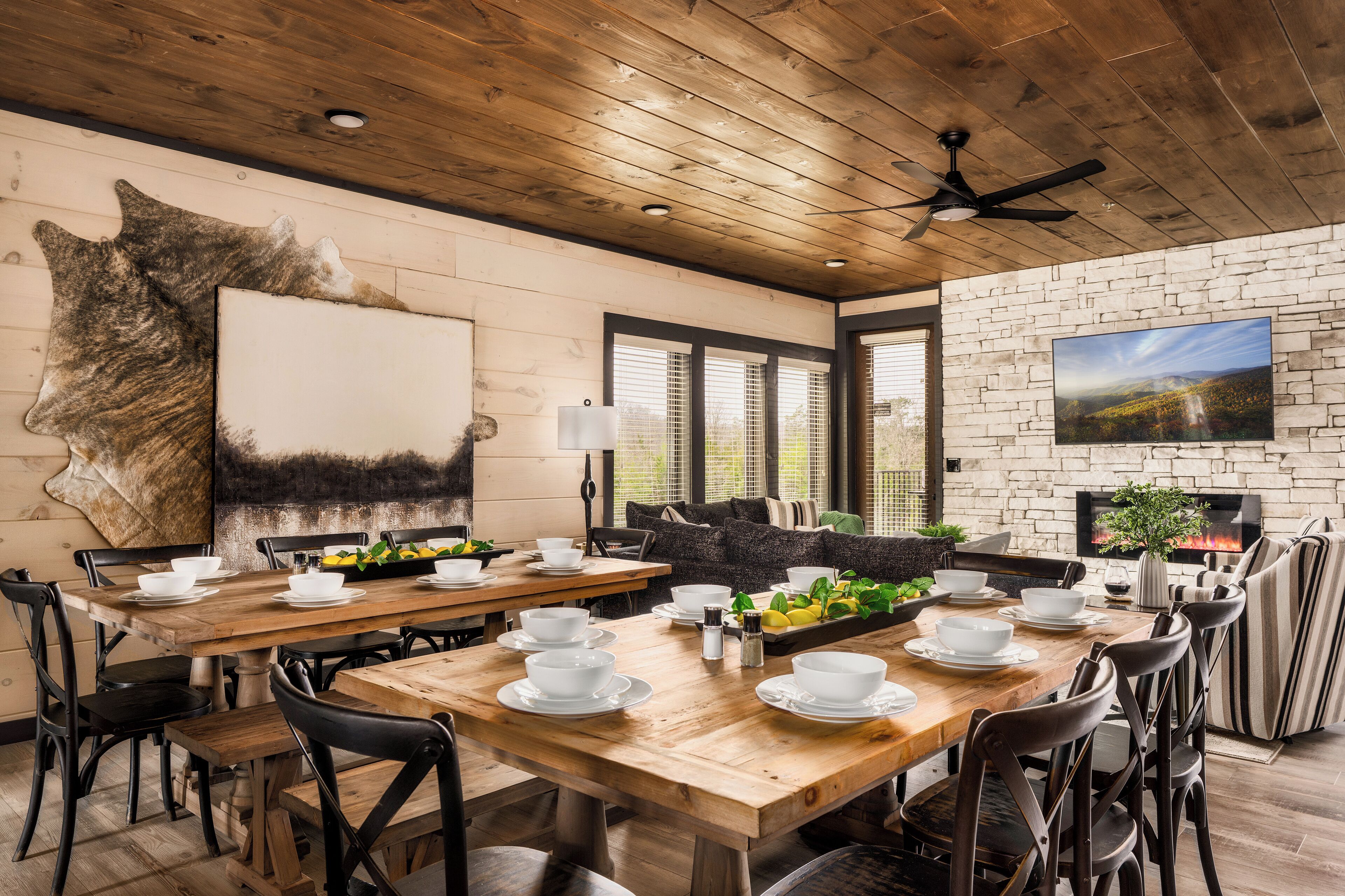 奢华小屋, 6 间卧室, 私人游泳池, 山景 | 餐厅