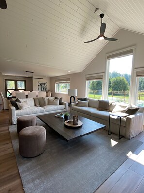 Smart TV, fireplace, music library