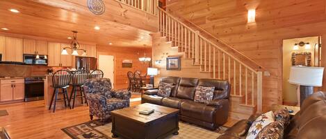 Smart-tv, een open haard, videospelletjes en een tafeltennistafel