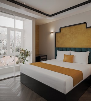 In-room safe, desk, laptop workspace, blackout curtains