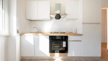 Frigorífico, horno, placa de cocina y hervidor eléctrico