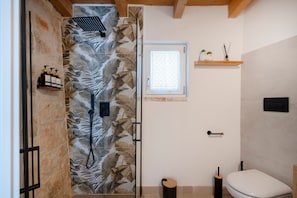 Douche, sèche-cheveux, serviettes fournies