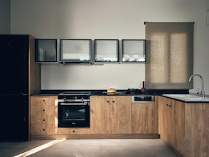 Fridge, microwave, dishwasher, coffee/tea maker