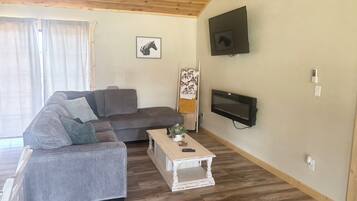 Televisión y chimenea