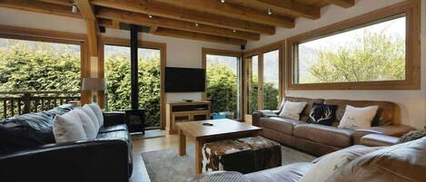 TV, fireplace, video games, stereo