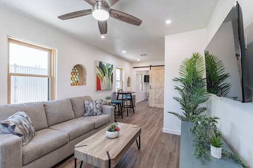 Located downtown this 1 bedroom 1 bathroom is fully remodeled with your own dedicated electric vehicle charger .