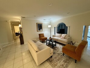 Smart TV, music library, stereo