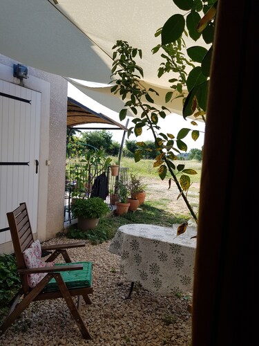 Self-contained room with countryside view at Aiguèze guest house