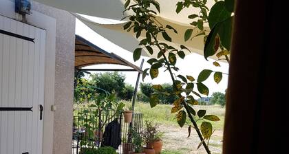 Self-contained room with countryside view at Aiguèze guest house