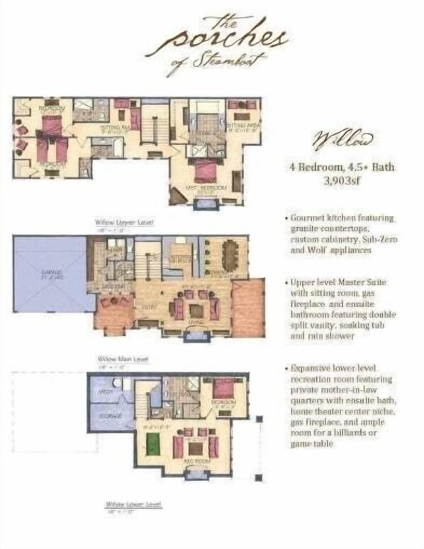 A 4-bedroom, 4.5-bathroom hotel with a gourmet kitchen, master suite, and lower level recreation room.