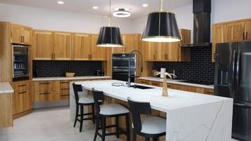 Luxury Villa, Ocean View | Private kitchen | Full-sized fridge, microwave, oven, stovetop