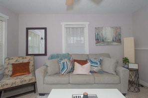 House, Multiple Beds, Patio, Garden View (Brunswick Bungalow) | Living area | 42-inch flat-screen TV with digital channels