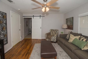 House, Multiple Beds, Patio, Garden View (Brunswick Bungalow) | Living area | 42-inch flat-screen TV with digital channels