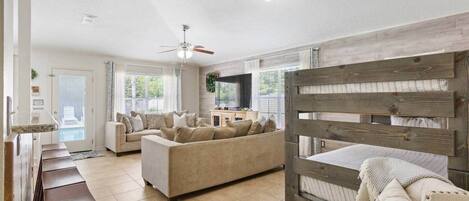 Smart TV, DVD player, books