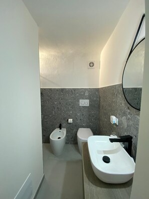 Suihku, hiustenkuivaaja, bidee, pyyhkeet