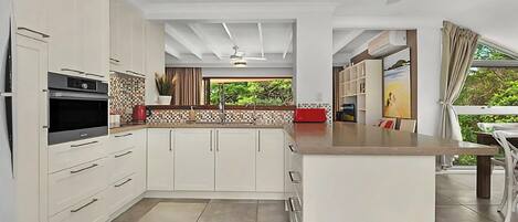 Fridge, microwave, oven, toaster