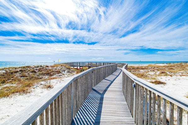 On the beach, sun loungers, beach towels - NEW! Beachfront Condo at The Beach Club! (Gulf Shores)