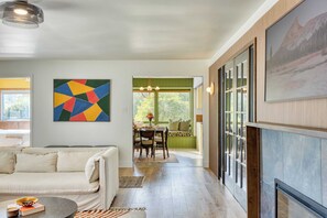 House (3 Bedrooms) | Interior - Walk to Beach & Shops Fireplace, Patio Dining & Firepit at Manzanita Ave (Manzanita)