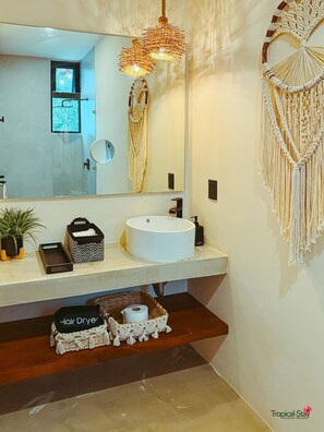 Shower, hair dryer