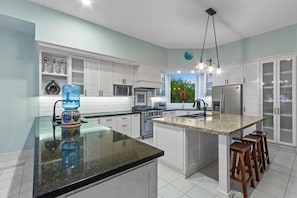 Fridge, microwave, coffee/tea maker, toaster