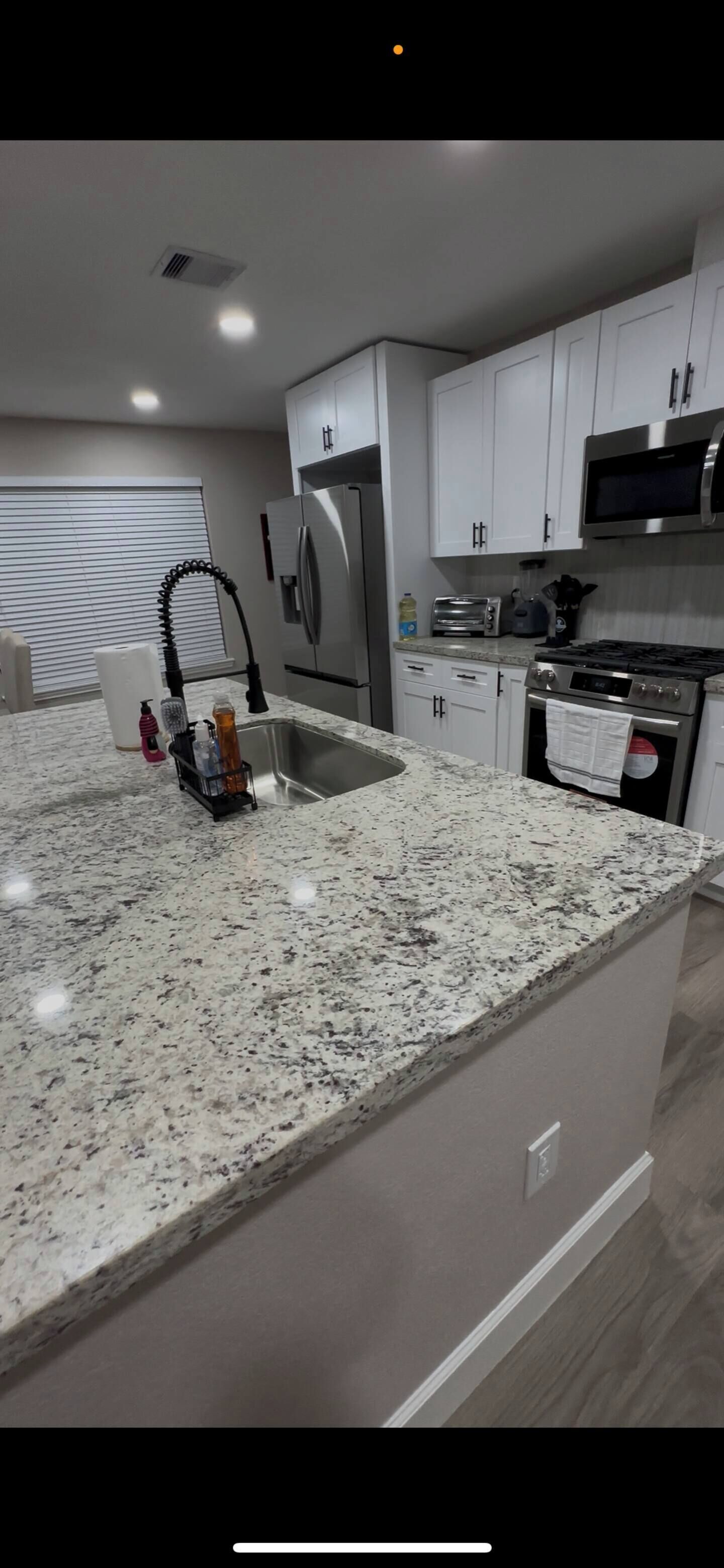 Fridge, toaster, blender, cookware/dishes/utensils