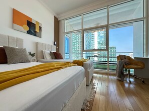 3 bedrooms, desk, iron/ironing board, travel cot