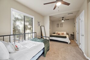 4 bedrooms, desk, iron/ironing board, travel crib