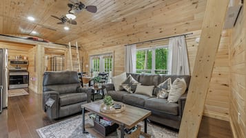 Smart TV, fireplace, video games, DVD player