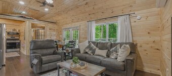 Romantic Luxury Lake Access Cabin w/ Hot Tub, Spacious Deck, and Pine walls