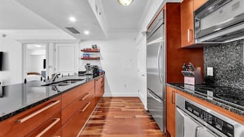 Presidential Apartment, 2 Bedrooms, Ocean View | Private kitchen | Full-sized fridge, microwave, oven, stovetop