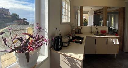 House with large terrace, patio and excellent ocean view, steps from downtown.