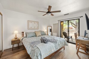 2 bedrooms, desk, iron/ironing board, travel cot