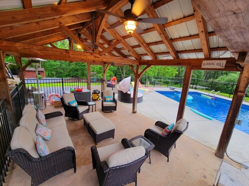 Amazing Cabin on water in the mountains w/private salted pool and hot tub!