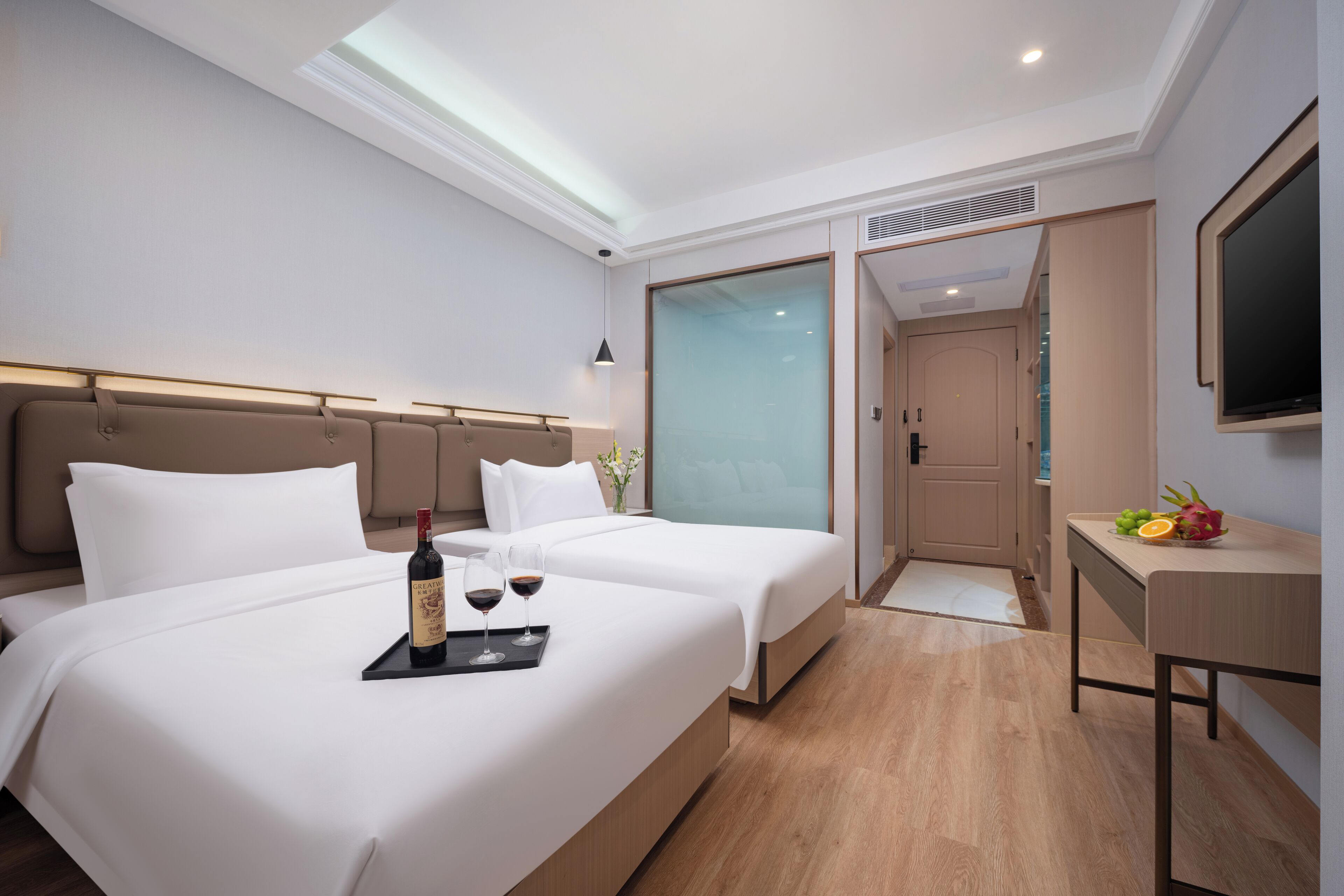 Premier Twin Room, Non Smoking | Desk, laptop workspace, blackout drapes, iron/ironing board